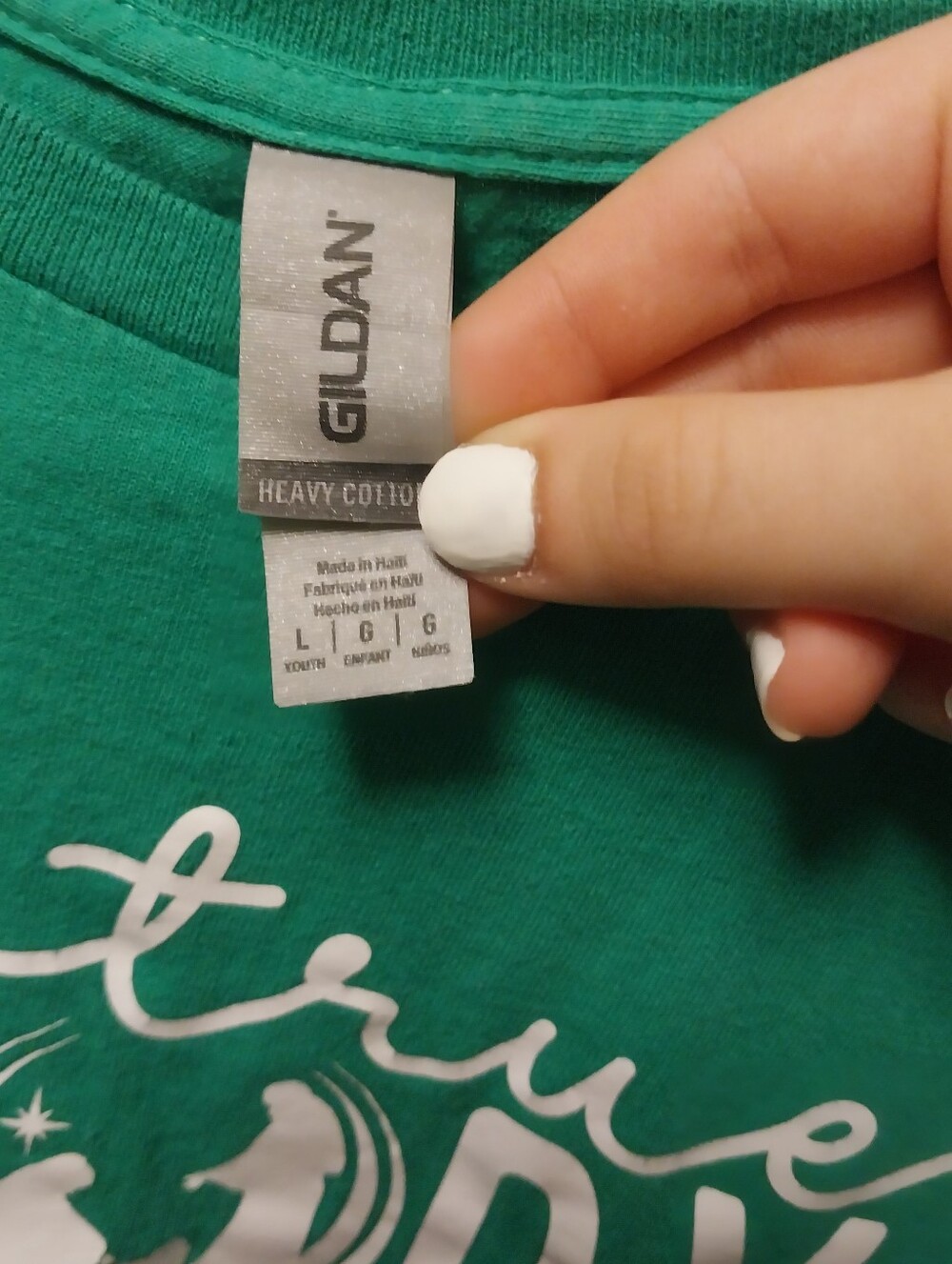 Gildan Green Tee with White 'True Story' Nativity Scene Christmas Shirt #Jesus - Picture 3 of 3